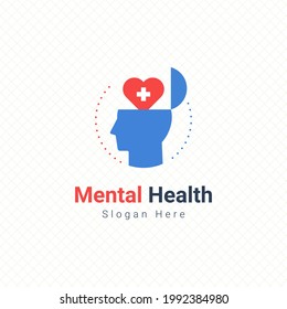 Mental Health, Human Head, Psychological Help, Psychiatry Concept, Therapy Course, Cognitive Development Logo Icon Graphic Design