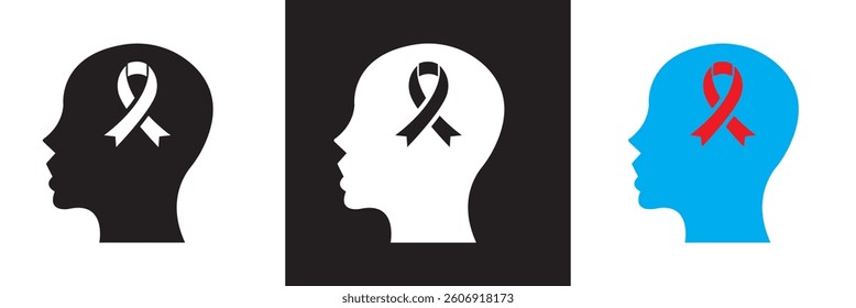 Mental Health icon. Awareness, mental, intellect etc.  Design for websites, mobile interfaces, presentations, and visual branding. Vector illustration. isolated on white and black background. EPS 10 