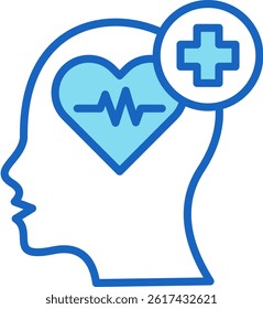 Mental Health Icon Blue Vector Illustration