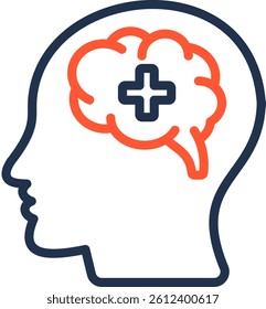 Mental Health Icon Color Line Vector Illustration