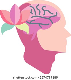 Mental health Icon - Flat Color Style - Neuroscience Theme