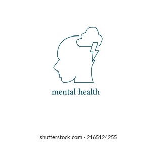 Mental Health Icon Line Art Vector Illustration 