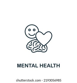 Icono de Salud Mental. Icono de cuarentena simple de línea para plantillas, diseño web e infografías