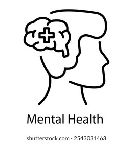Mental health icon in line style 