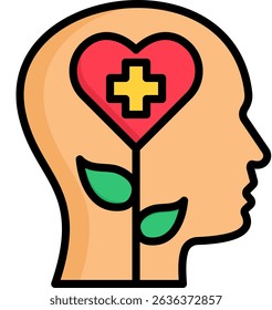 Mental Health Icon Lineal Color Vector Illustration
