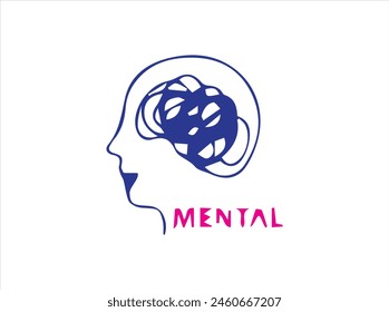 Mental health icon and logo illustration.