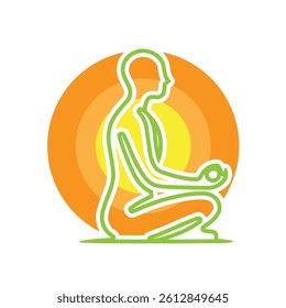 mental health icon. meditation or mind therapy symbol. psychology, calmness, logo. Mixed design style. Vector design template
