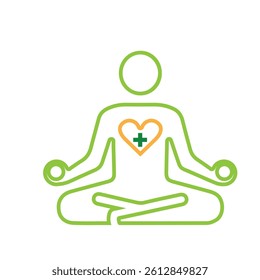 mental health icon. meditation or mind therapy symbol. psychology, calmness, logo. Line design style. Vector design template