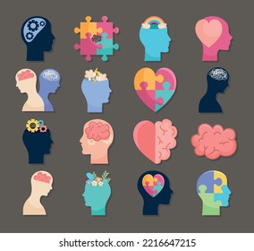 mental health icon set design