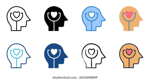 Conjunto de iconos de salud mental colección de estilo múltiple 
