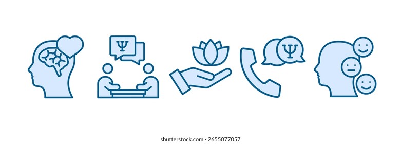 Mental Health Icon Set Multiple Style Collection, Contendo design Saúde Mental, Aconselhamento, Terapia, Conscientização Emocional
