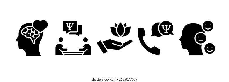 Mental Health Icon Set Multiple Style Collection, Containing design Mental Health, Counseling, Therapy, Emotional Awareness