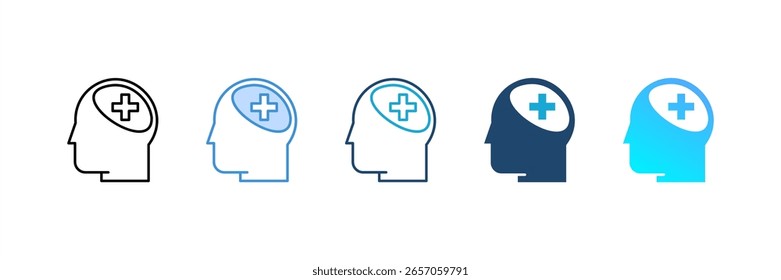 Conjunto de iconos de salud mental colección de estilo múltiple