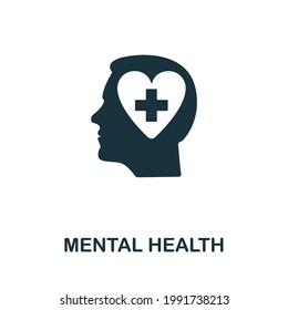 Mental Health icon. Simple creative element. Filled monochrome Mental Health icon for templates, infographics and banners