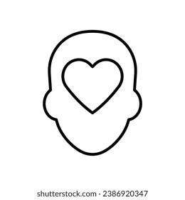 Mental health icon. Simple outline style. Positive mind wellbeing, brain, emotion, mental health development and care concept. Thin line symbol. Vector illustration isolated.