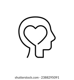 Mental health icon. Simple outline style. Positive mind wellbeing, brain, emotion, mental health development and care concept. Thin line symbol. Vector illustration isolated.