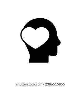 Mental health icon. Simple solid style. Positive mind wellbeing, brain, emotion, mental health development and care concept. Black silhouette, glyph symbol. Vector illustration isolated.