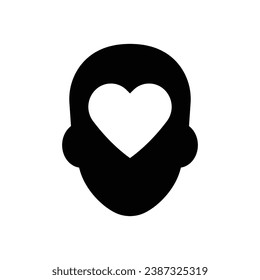 Mental health icon. Simple solid style. Positive mind wellbeing, brain, emotion, mental health development and care concept. Black silhouette, glyph symbol. Vector illustration isolated.