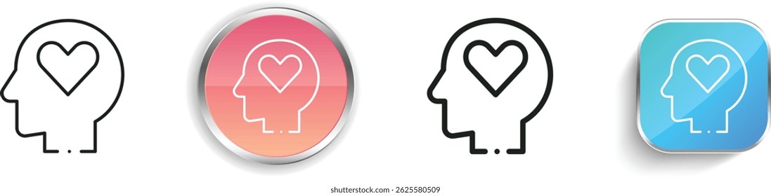 ícone saúde mental. Design fino, linear, regular e estilo botão isolado no fundo branco