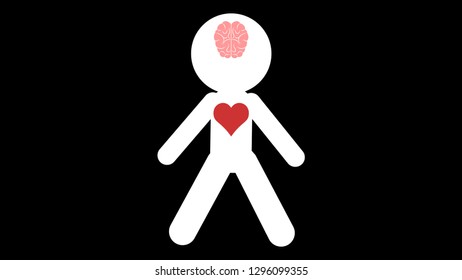 Mental health icon vector design. Mind vs emotions 