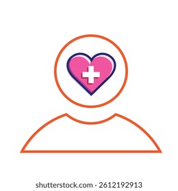 mental health icon. vector symbol of brain and heart or mind therapy. Mixed design style. Design template