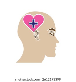 mental health icon. vector symbol of brain and heart or mind therapy. Solid design style. Design template