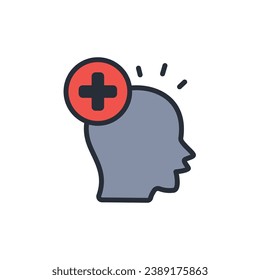 mental health icon. vector.Editable stroke.linear style sign for use web design,logo.Symbol illustration.