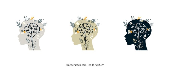 Ícones de saúde mental. Design moderno.