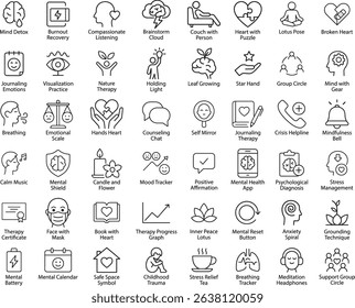 Mental Health Icons - Vector Illustration