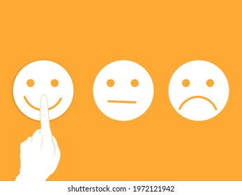 Mental health, illness ,brain development ,medical treatment  concept, hand point on happy face vector illustration  