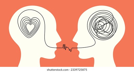 Mental health, illness, brain development, medical treatment concept, therapist treat patient illnesses by psycho therapy, continuous line vector illustration.