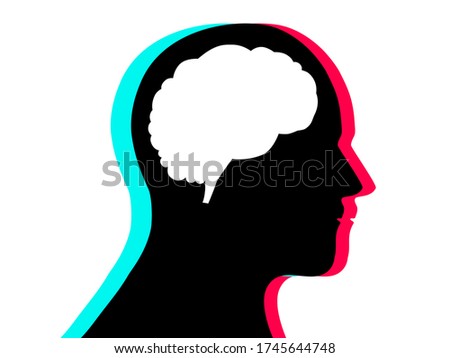 Mental health, illness ,brain development ,medical treatment  concept, shape of brain and human head with 3D color on white background  , vector illustration 