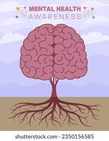 mental health illustration concept for event invitation poster