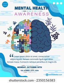 mental health illustration concept for world mental health day invitation poster