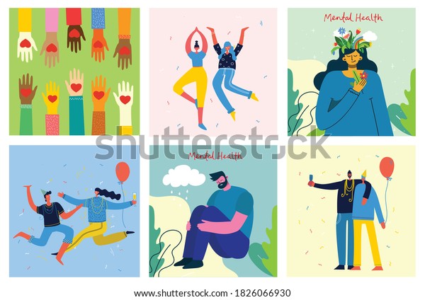 Mental Health Illustration Concept Young Man Stock Vector (Royalty Free ...