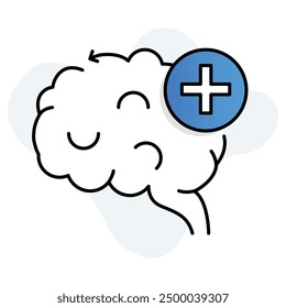 Mental Health Improvement Icon. Brain Health Icon. Cognitive Enhancement Icon. Vector Editable Stroke and colors.