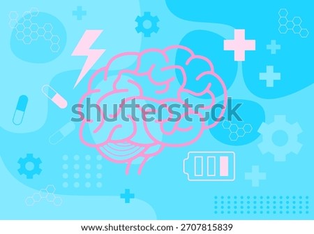 Mental Health Issues Brain. Creative Mind Brain Concept. Creative illustration of a human brain. Mental Health background