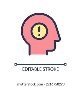 Psychische Gesundheitsprobleme Pixel perfekte RGB Farbe ui Symbol. Stress und Angst. Einfaches Fülllinienelement. GUI, UX Design für mobile App. Vektor-Piktogramm einzeln. Bearbeitbarer Strich. Arithmetik verwendet