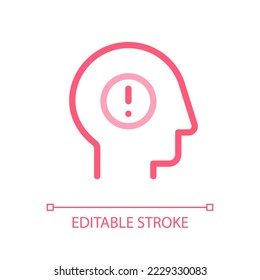 Mental health issues pixel perfect color linear ui icon. Stress and anxiety. Psychological problem. GUI, UX design. Outline isolated user interface pictogram. Editable stroke. Arial font used