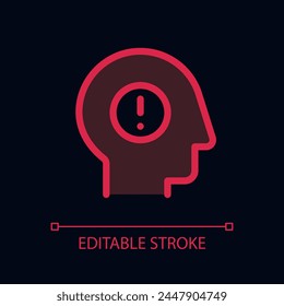 Mental health issues pixel perfect glassmorphism ui icon for dark theme. Color filled line element with transparency. Isolated vector pictogram for night mode. Editable stroke. Arial font used