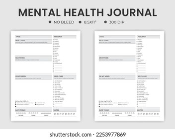 Plantilla de planeamiento del cuaderno diario de salud mental	