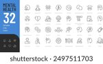 
Mental Health Line Editable Icons set. Vector illustration in modern thin line style of psychology related icons: mental disorders, therapy, human emotions, and more. Pictograms and infographics
