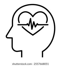 Mental health line icon with editable stroke