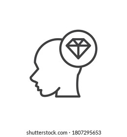 Mental health line icon. linear style sign for mobile concept and web design. Head with diamond outline vector icon. Symbol, logo illustration. Vector graphics