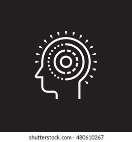Mental health line icon, outline vector logo illustration, linear pictogram isolated on black