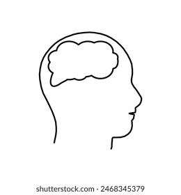 Mental Health Line Icon. Positive Mind Wellbeing Concept Linear Pictogram. Human Mental Health Development and Care Outline Icon. Editable Stroke.