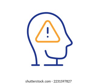 Mental health line icon. Psychology therapy sign. Brain warning symbol. Colorful thin line outline concept. Linear style mental health icon. Editable stroke. Vector