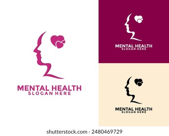 Mental Health Logo Design, Professional modern psychology, Creative healthy mind logo vector template