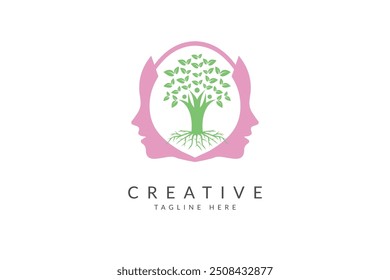 Mental health logo design vector.