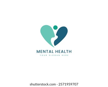 Mental Health Logo: Human Head, Psychological Counseling, Therapy Vector Icon for Mental Health Care. Medical, Supportive Illustration Celebrating World Mental Health Day and Awareness on 10 October.